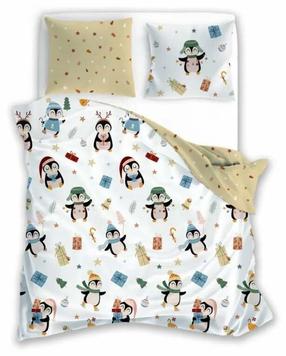 Kalėdinis patalynės užvalkalų komplektas PEM-68, kreminė/smėlio, 160 x 200 cm