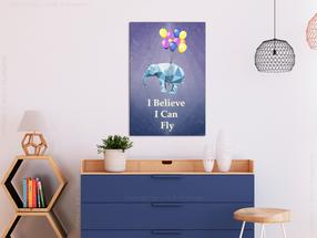 Репродукция Artgeist Words Of Inspiration - Elephant With Balloons And Motivational Text Text N8469PWD, 40 см x 60 см