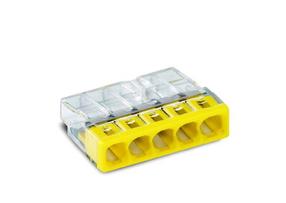 Klemm Wago 2273-205/100, 5 x 0.5-2.5mm², 5 koht., 24 A, kollane v., 100 tk