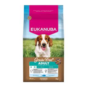 Sausas šunų maistas Eukanuba Grain Free Adult S/M, žuvis, 3 kg