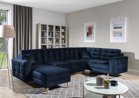 Kampinė sofa Asgard U Monolith 79, tamsiai mėlyna sp., 202 x 326 cm x 93 cm