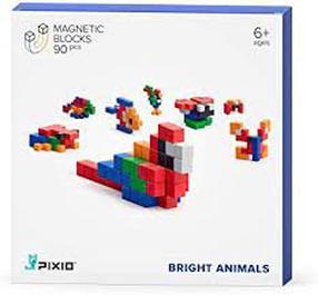 Magnētiskais konstruktors Pixio Story Series Bright Animals 30104, 90 gab., daudzkrāsaina