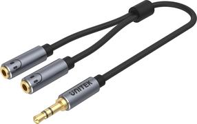 Vads Unitek 3.5mm Minijack Y-C956ABK 3.5mm female x 2, 3.5 mm male, 0.2 m, melna krās.