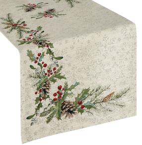 Ziemassvētku galda celiņš taisnstūrveida OSB-163, sarkana krās./bēša krās., 45 x 140 cm