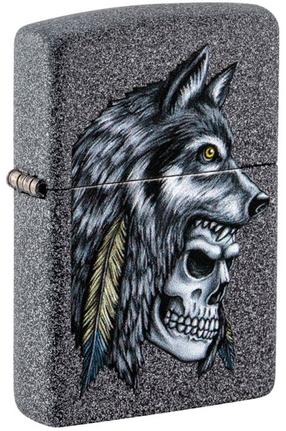 Žiebtuvėlis Zippo Wolf Skull Feather Design 29863, pilka sp.