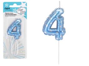 Dzimšanas dienas svece Ravi Blue Star 4, zila krās., 16 cm