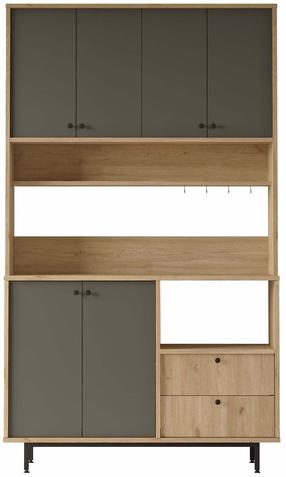 Daugiafunkcinė virtuvės spinta Kalune Design RE7-SA, antracito sp./ąžuolo sp., 35.5 cm x 120 cm x 205 cm