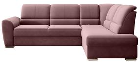 Kampinė sofa Siber Velvetmat 24, rožinė sp., dešininė, 270 x 186 cm x 93 cm