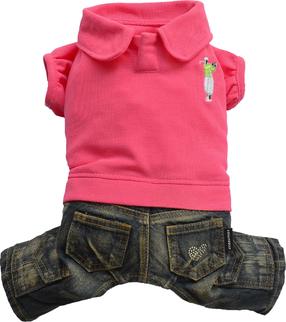 Šunų apranga DoggyDolly Polo Jeans, rožinė sp., XXL