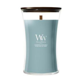 Svece, aromātiskā WoodWick Cedarwood & Ocean Moss, 90 - 140 h, 609 g, zila krās.
