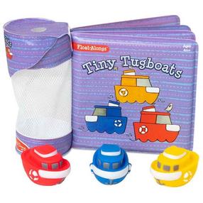 Vannas rotaļlieta, grāmatiņa un rotaļlietu komplekts Melissa & Doug Tiny Tugboats, violeta krās.