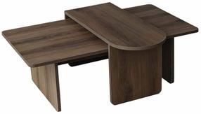 Kavos staliukų komplektas Kalune Design Paris, riešuto sp., 33 - 60 cm x 105 cm x 35 - 40 cm, 2 vnt.