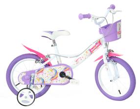 Vaikiškas dviratis Bimbo Bike Unicorn, balta sp./violetinė sp., 14"