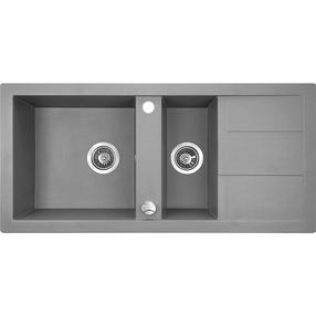 Virtuvinė plautuvė Laveo Barbados SBB_531T, Grey, granitas, 100 cm x 48 cm x 17 cm, pilka sp.