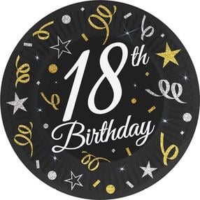 Vienkartinės lėkštės GoDan Happy Birthday 18, Ø 18 cm, 6 vnt.