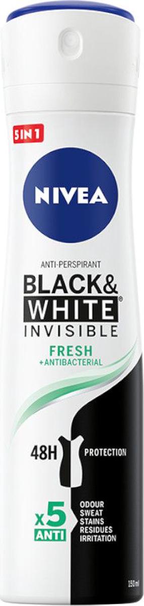 Moteriškas dezodorantas Nivea Black & White Invisible Fresh, 150 ml