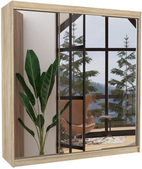 Spinta ADRK Austin, sonoma ąžuolo sp., 58 cm x 200 cm x 215 cm, su veidrodžiu