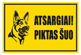 Lipdukas atsargiai piktas šuo 180x120mm