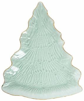 Kalėdinė lėkštė serviravimo Homla EverFrost, 39 cm x 32.5 cm x 2.5 cm, aukso sp./žalia sp.