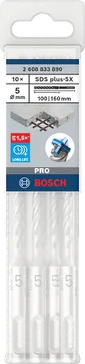 Betono grąžtas, rinkinys Bosch 5X, betonui, sraigtinis, sds plus, 5 mm x 16 cm
