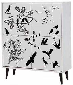 Skapītis Kalune Design Manyas, balta krās./melna krās., 95 cm x 36 cm x 111 cm