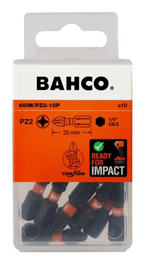 Löökkruvikeeraja otsikud, komplekt Bahco 66IM/PZ2-10P, PZ2, 25 mm, 1/4"