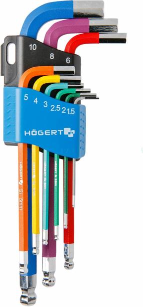 Šešiakampių raktų rinkinys Högert HT1W806, šešiakampis, 9 vnt.