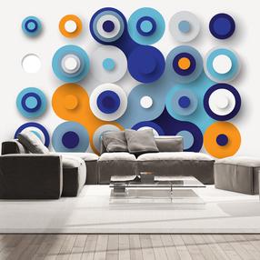 Fototapetas Artgeist Geometry Of Blue Wheels 3XLNEW011492, 245 cm x 350 cm
