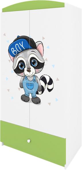 Vaikiška spinta Kocot Kids Babydreams Raccoon, balta sp./žalia sp., 90 cm x 52 cm x 175.5 cm