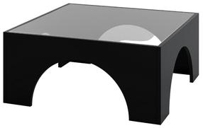 Kavos staliukas Kalune Design Seine, skaidri sp./juoda sp., 80 cm x 80 cm x 35 cm