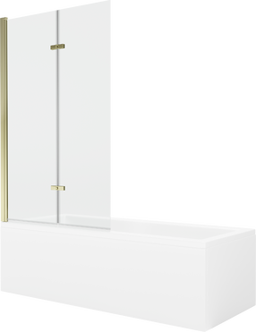Vonia su sienele, laisvai pastatoma Mexen Cubik, 150 cm x 70 cm x 40 cm, stačiakampis, skaidri sp./aukso sp.