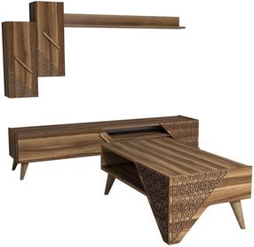 Svetainės baldų komplektas Kalune Design Beril, vidaus, riešuto sp.