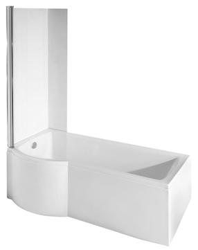 Vonia su sienele, laisvai pastatoma Besco Inspiro 170 Left, 170 cm x 70 cm x 55 cm, kairinė, balta sp.