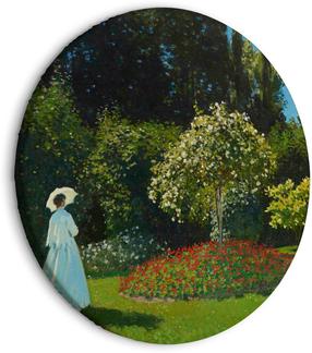 Репродукция круглой формы на холсте Artgeist Woman in the Garden by Claude Monet - A Landscape of Vegetation in Spring, 80 см x 80 см
