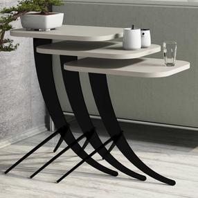 Kavos staliukas Kalune Design Pion, juoda sp./kreminė sp., 60 cm x 35 cm x 45 cm