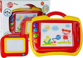 Zīmēšanas tāfele, komplekts Lean Toys 2in1 Funny, sarkana krās./dzeltena krās., 2 gab.