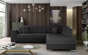 Kampinė sofa Pieretta Inari 96, Soft 11, juoda sp./tamsiai pilka sp., dešininė, 205 x 260 cm x 80 cm