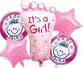 Folinis balionas, rinkinys figūrinis GoParty It's A Girl, rožinė sp., 6 vnt.