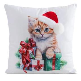 Kalėdinis dekoratyvinės pagalvėlės užvalkalas PSWA-330, balta/raudona/smėlio, 45 cm x 45 cm