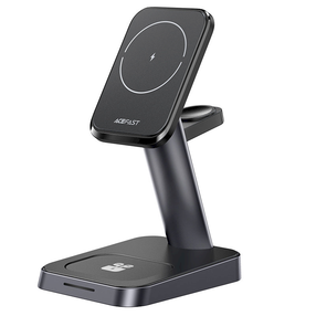 Belaidis įkroviklis AceFast E3 3-in1, 3 x Qi Wireless, juoda sp., 15 W