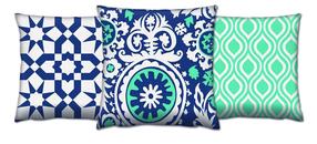 Dekoratyvinė pagalvėlė Mioli Decor Set, mėlyna sp./žalia sp./įvairių spalvų, 43 cm x 43 cm, 3 vnt.