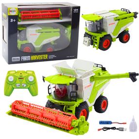 Radiovadāms kombains Lean Toys Farm Harvester, 1:24, zaļa krās.