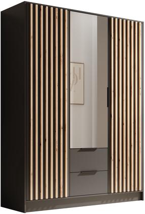 Шкаф ADRK Neri 150, коричневый цв./черный цв., 150 см x 51 см x 200 см, с зеркалом