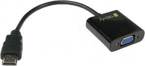 Adapteris Techly HDMI to VGA HDMI 19 pin male, VGA female, 0.1 m, juoda sp.