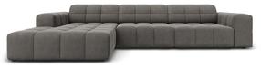 Kampinė sofa Micadoni Home Jennifer Velvet, pilka sp., kairinė, 284 x 166 cm x 70 cm