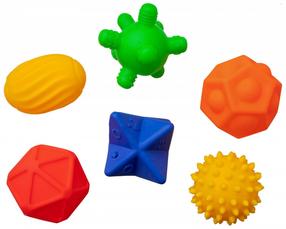 Sensorinis kamuoliukas, formos ir spalvos Hencz Toys, 27.5 cm, įvairių spalvų, 6 vnt.