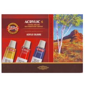 Krāsa akrila Koh-I-Noor 680168, 16 ml, 6 kr., 6 gab.