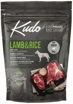 Sausas šunų maistas Kudo Easy Digest Mini Junior, ėriena/ryžiai, 3 kg