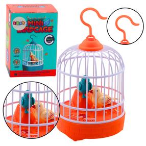 Interaktyvus žaislas paukštis Lean Toys Mini Birdcage, 10 cm, oranžinė sp.