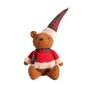 Kalėdinė dekoracija, "Meškutis" Homla Tartan 242644, 40 cm, ruda sp./raudona sp./žalia sp.